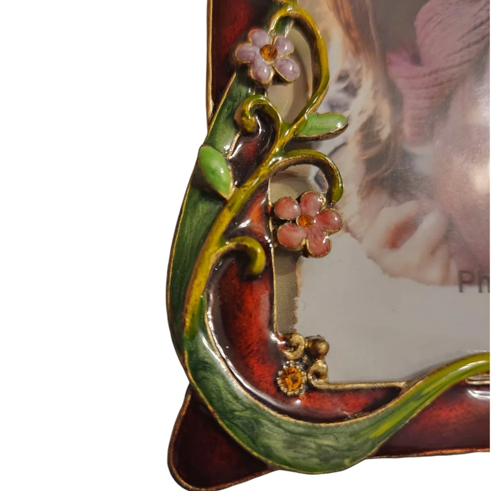 (2) Decorative Dragonfly Enamel Picture Frames | Handpainted | Pair of Two